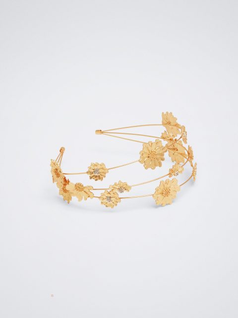 Aliceband Parfois Aliceband With Flowers And Strass Damske Zlate | SK-IC1469307