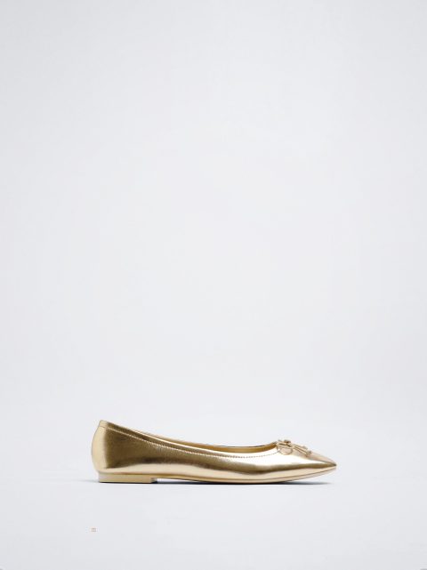 Balerinky Parfois Ballerinas With Bow Damske Zlate | SK-EB7352618