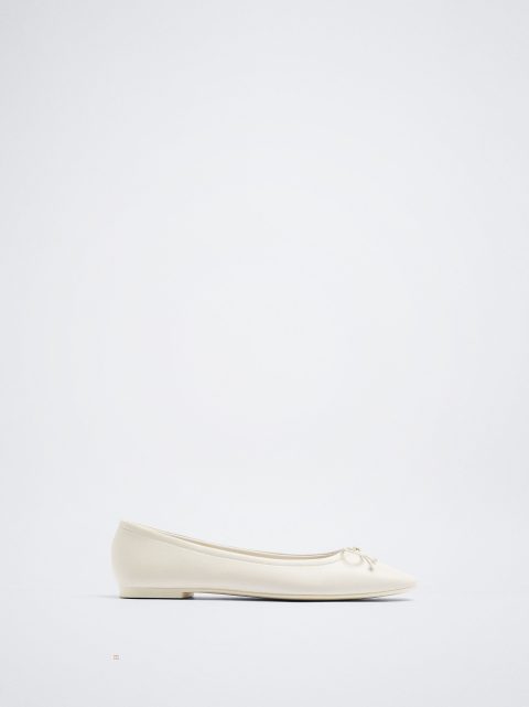 Balerinky Parfois Ballerinas With Bow Damske Biele | SK-NS0715689