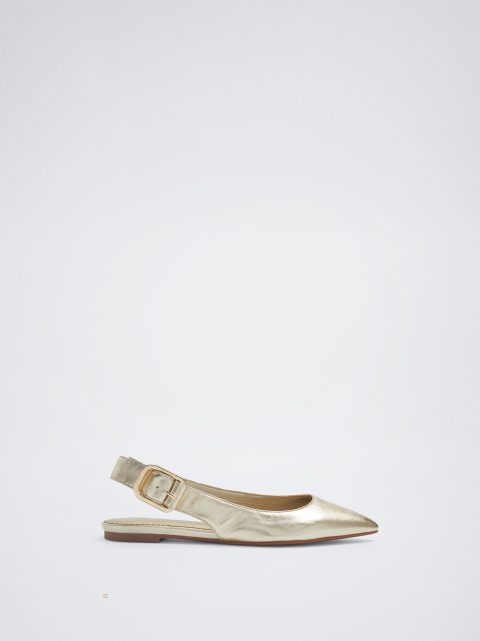 Balerinky Parfois Kozene Slingback Damske Zlate | SK-MQ6379105