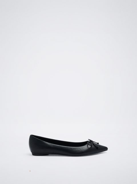 Balerinky Parfois Pointy Ballerina With Bow Damske Čierne | SK-HQ8457923