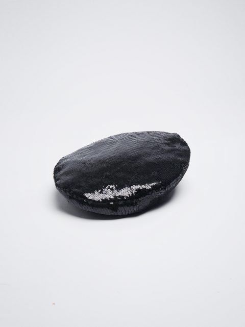 Barety Parfois Beret With Sequins Damske Čierne | SK-KC4289613