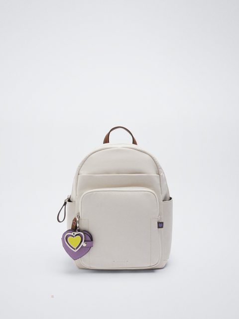 Batohy Parfois Nylon With Heart Pendant Damske Biele | SK-XL0537269
