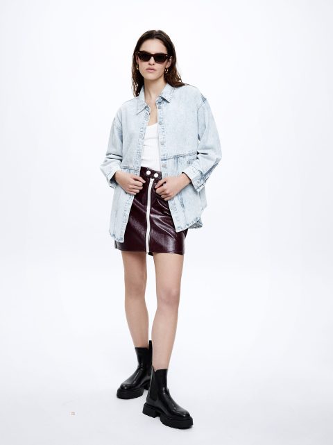 Bundy Parfois Denim Shirt With Pockets Damske Modre | SK-KV5379680