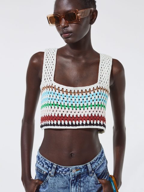 Crop Top Parfois Crochet Bavlnene Damske Viacfarebný | SK-RI2407815