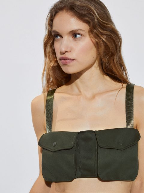 Crop Top Parfois Crop Top With Pockets Damske Hnedožltý | SK-OT5907468