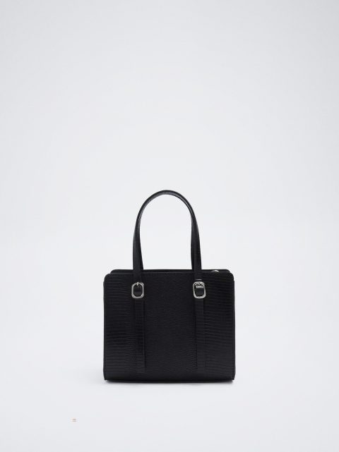 Crossbody Kabelka Parfois Animal Embossed Damske Čierne | SK-FA0891475