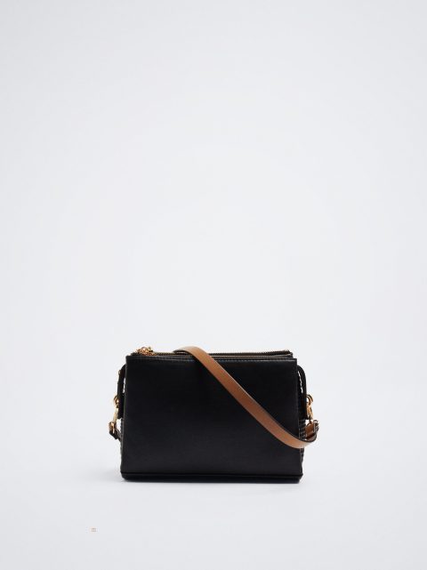 Crossbody Kabelka Parfois Colour-Block Damske Čierne | SK-FP0273548