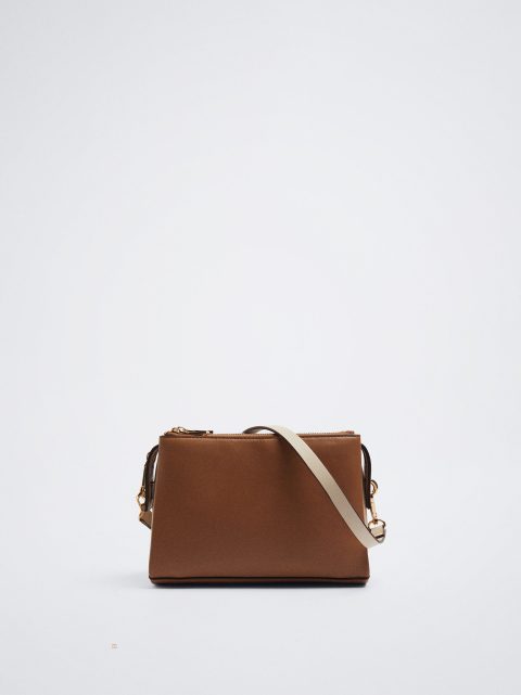 Crossbody Kabelka Parfois Crossbody Bag With Color Block Damske Hnede | SK-XF8952601