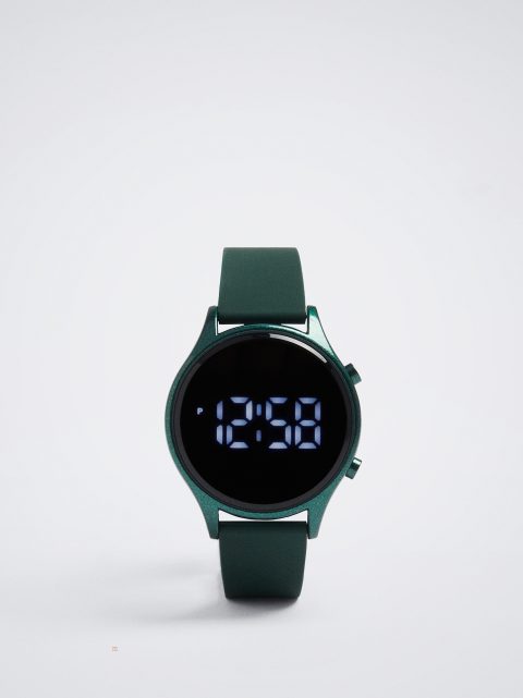 Digitálne Hodinky Parfois Digitálny Watch With Silikón Remienkove Damske Zelene | SK-SO5824369