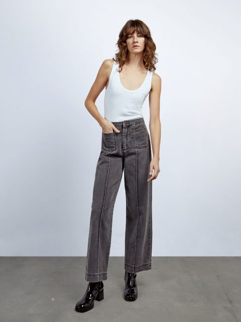 Džínsy Parfois Rovno Fit With Pockets Damske Siva | SK-YT1378462