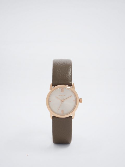 Hodinky Ružové Zlato Parfois Round Case Damske Hnede | SK-KY3574690