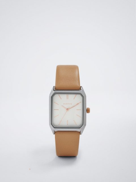 Hodinky Ružové Zlato Parfois Square Case Damske Hnede | SK-EP0268759