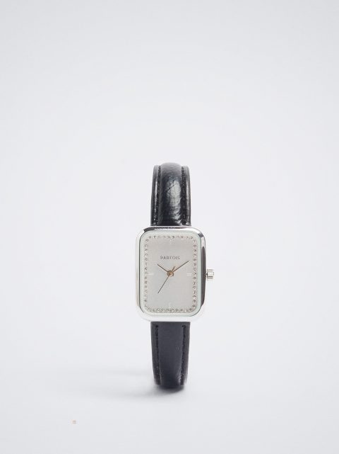 Hodinky Ružové Zlato Parfois Square Case Damske Čierne | SK-WZ5692418