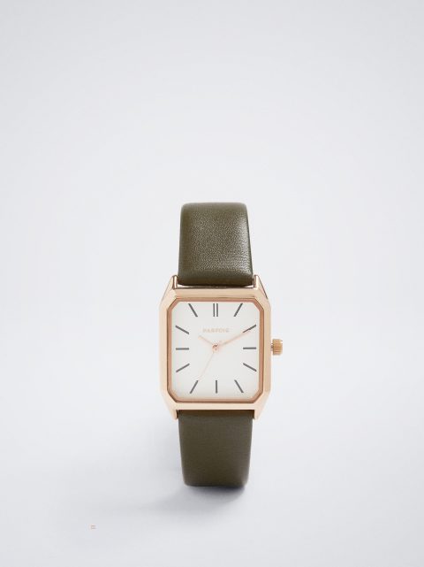 Hodinky Ružové Zlato Parfois Square Case Damske Hnedožltý | SK-XO8294306