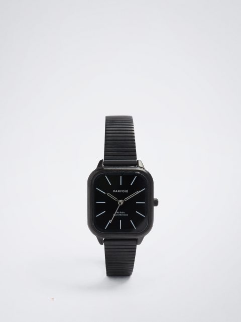 Hodinky Ružové Zlato Parfois Square Case Stainless Steel Damske Čierne | SK-YZ9053142