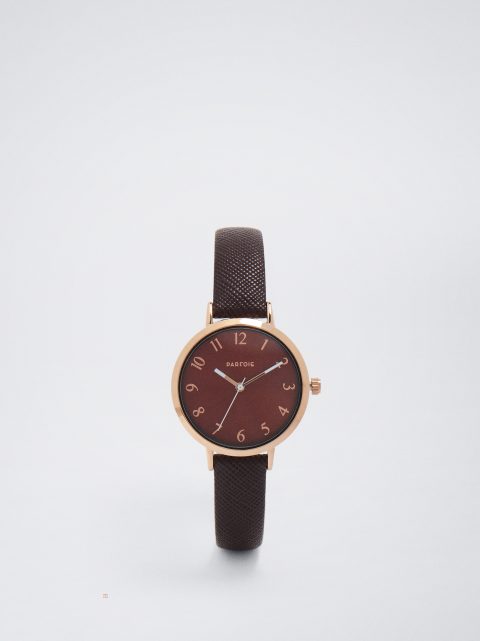 Hodinky Ružové Zlato Parfois Stainless Steel With Contrast Case Damske Bordove | SK-RL3052947