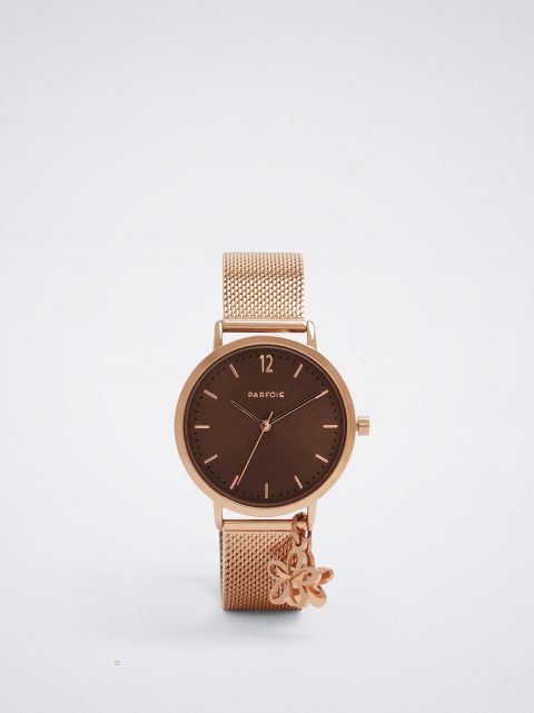 Hodinky Ružové Zlato Parfois Stainless Steel With Flower Damske Viacfarebný | SK-UN0653987