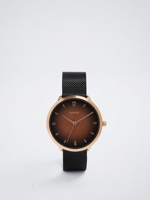 Hodinky Ružové Zlato Parfois Stainless Steel With Contrast Case Damske Čierne | SK-XM8726539