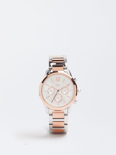 Hodinky Ružové Zlato Parfois Watch With Two-Toned Steel Remienkove Damske Ruzove Zlate | SK-BT2719865