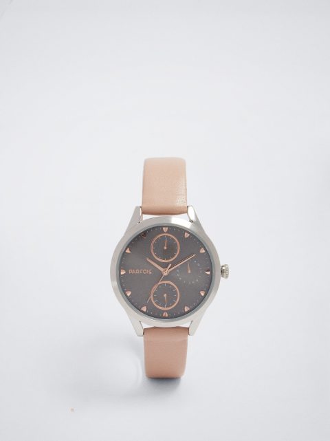 Hodinky Ružové Zlato Parfois Watch With Kozene Effect Wristband Damske Ruzove | SK-IK1429803