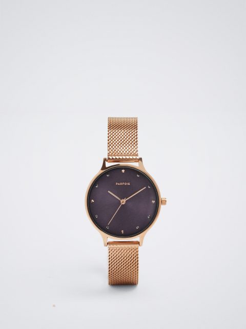 Hodinky Ružové Zlato Parfois Watch With Stainless Steel Metallic Mesh Remienkove Damske Ruzove Zlate | SK-JE3861945