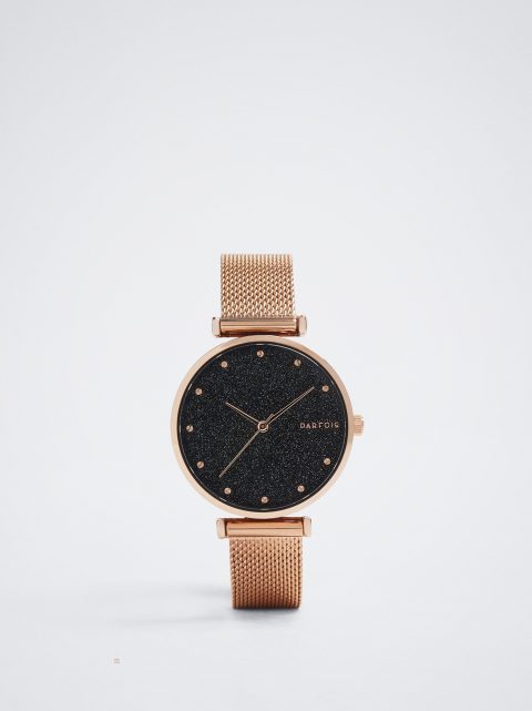 Hodinky Ružové Zlato Parfois Watch With Stainless Steel Metallic Mesh Remienkove Damske Ruzove Zlate | SK-JM9284567