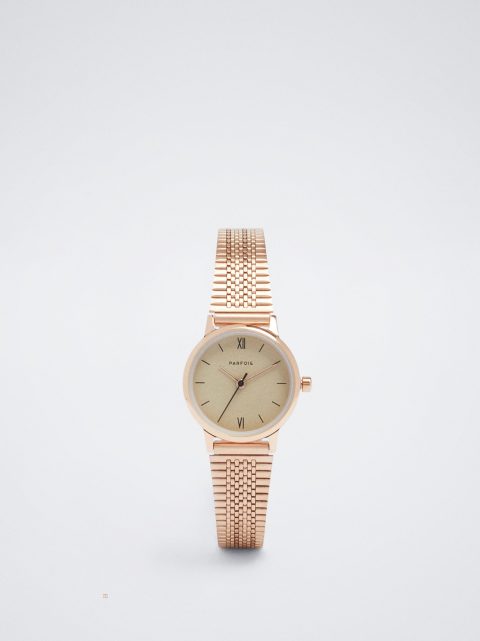 Hodinky Ružové Zlato Parfois Watch With Stainless Steel Metallic Mesh Remienkove Damske Ruzove Zlate | SK-LN8361290