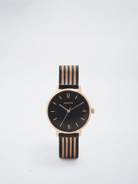 Hodinky Ružové Zlato Parfois Watch With Two-Toned Steel Remienkove Damske Čierne | SK-QN4915608
