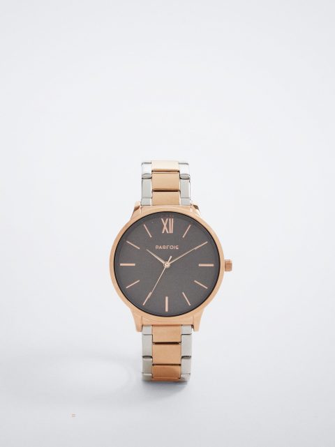 Hodinky Ružové Zlato Parfois Watch With Two-Toned Steel Remienkove Damske Viacfarebný | SK-VR4382596
