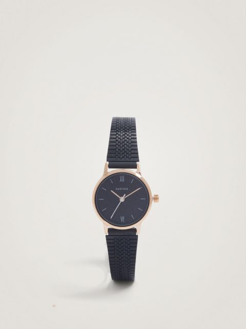 Hodinky Ružové Zlato Parfois Watch With Stainless Steel Metallic Mesh Remienkove Damske Čierne | SK-WO9108327