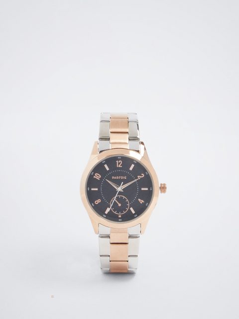 Hodinky Ružové Zlato Parfois Watch With Two-Toned Steel Remienkove Damske Viacfarebný | SK-YL2850196