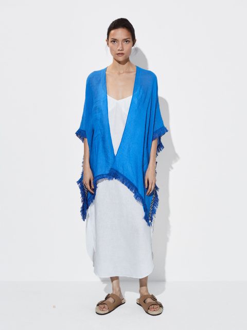 Kaftan Parfois Kaftan With Fringes Damske Modre | SK-FG1638204