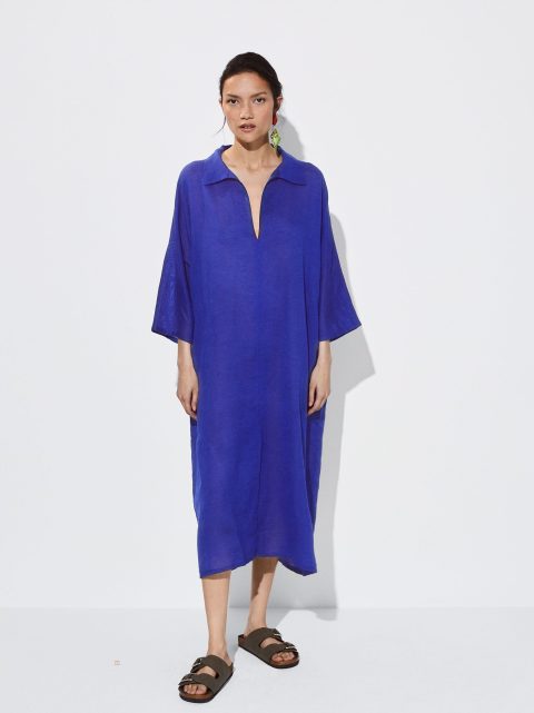 Kaftan Parfois Linen Damske Modre | SK-KP8157406
