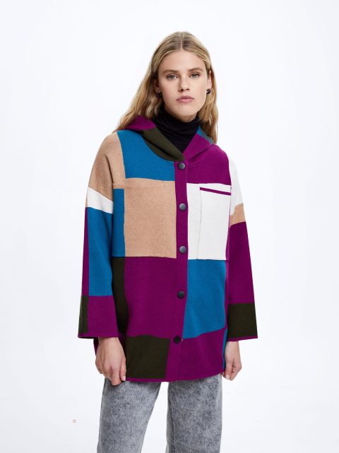 Kardigán Parfois Colour Block Knit Damske Viacfarebný | SK-QO0493562