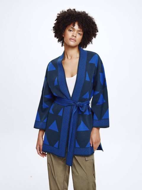 Kardigán Parfois Jacquard Knit Damske Modre | SK-WC1283569