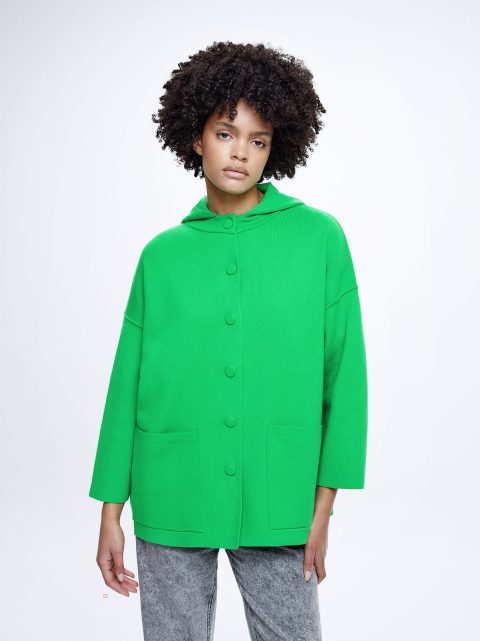 Kardigán Parfois S Kapucňou Knit Poncho Damske Zelene | SK-OK3872614