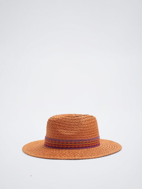Klobuky Parfois Straw Damske Oranžové | SK-EW4098527