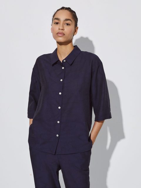 Kosele Parfois Jacquard Kratke-Sleeved Damske Námornícka Modrá | SK-WY0423986