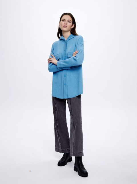 Kosele Parfois Knit Overshirt With Pockets Damske Modre | SK-WD8507341