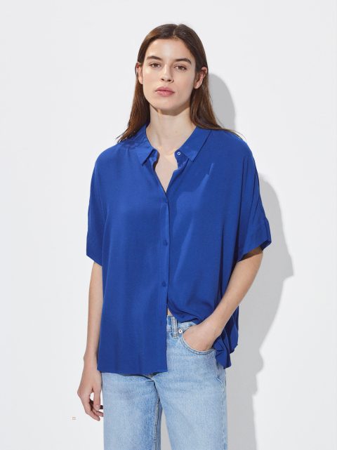 Kosele Parfois Kratke-Sleeved With Buttons Damske Modre | SK-PA2638170