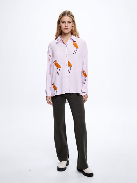 Kosele Parfois Long-Sleeved Printed Damske Ruzove | SK-CX6907523