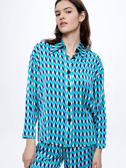 Kosele Parfois Satin Printed Damske Modre | SK-GN8915702