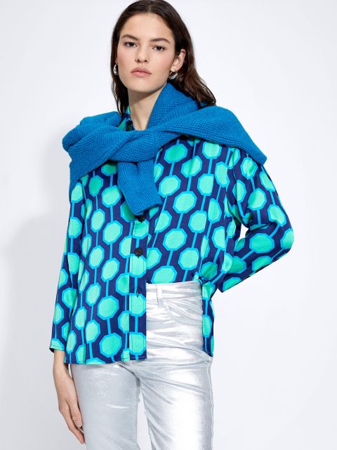 Kosele Parfois Satin Printed Damske Modre | SK-QG7914258