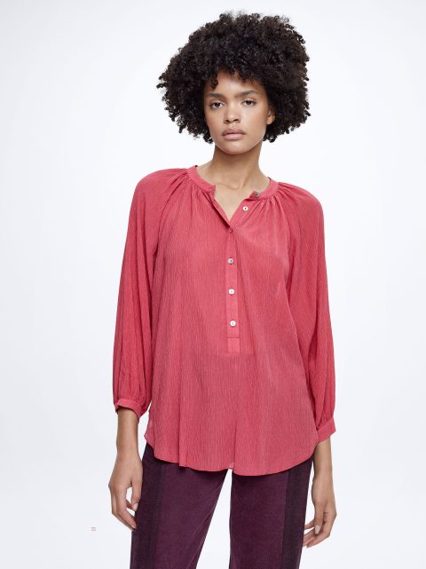 Kosele Parfois Textured With Puffed Sleeves Damske Červené | SK-IX7620394