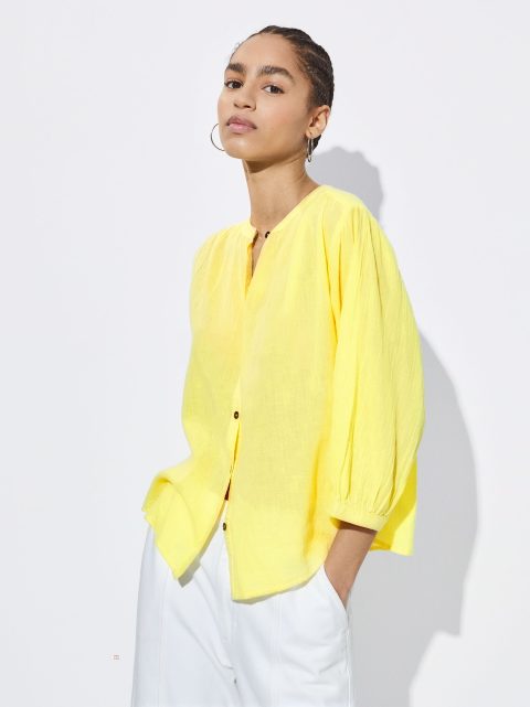 Kosele Parfois Textured With Puffed Sleeves Damske Žlté | SK-LV6549072