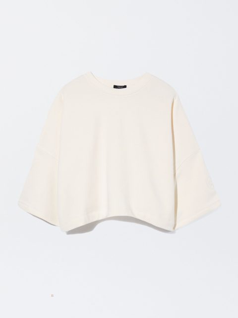 Mikiny Parfois Cropped Bavlnene Damske Biele | SK-GX3741096