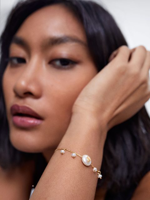 Naramky Parfois Adjustable 925 Silver With Pearl And Heart Damske Béžové | SK-GY3210956