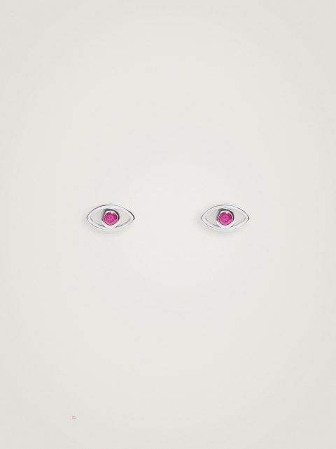Nausnice Parfois 925 Silver Eye Studs Damske Fuchsie | SK-IP7134280