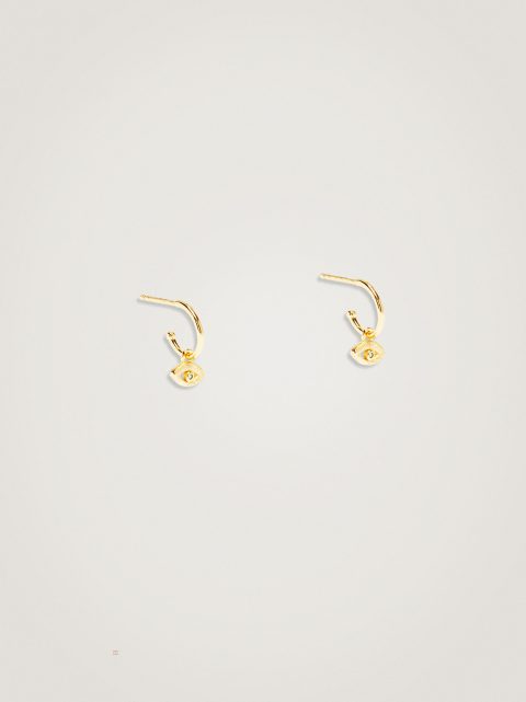 Nausnice Parfois 925 Silver Hoop With Eye Charm Damske Zelene | SK-FC4312765
